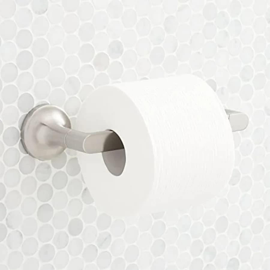 Portarotolo da parete orientabile per bagno - Finitura in nichel spazzolato, struttura in metallo resistente, design salvaspazio E
