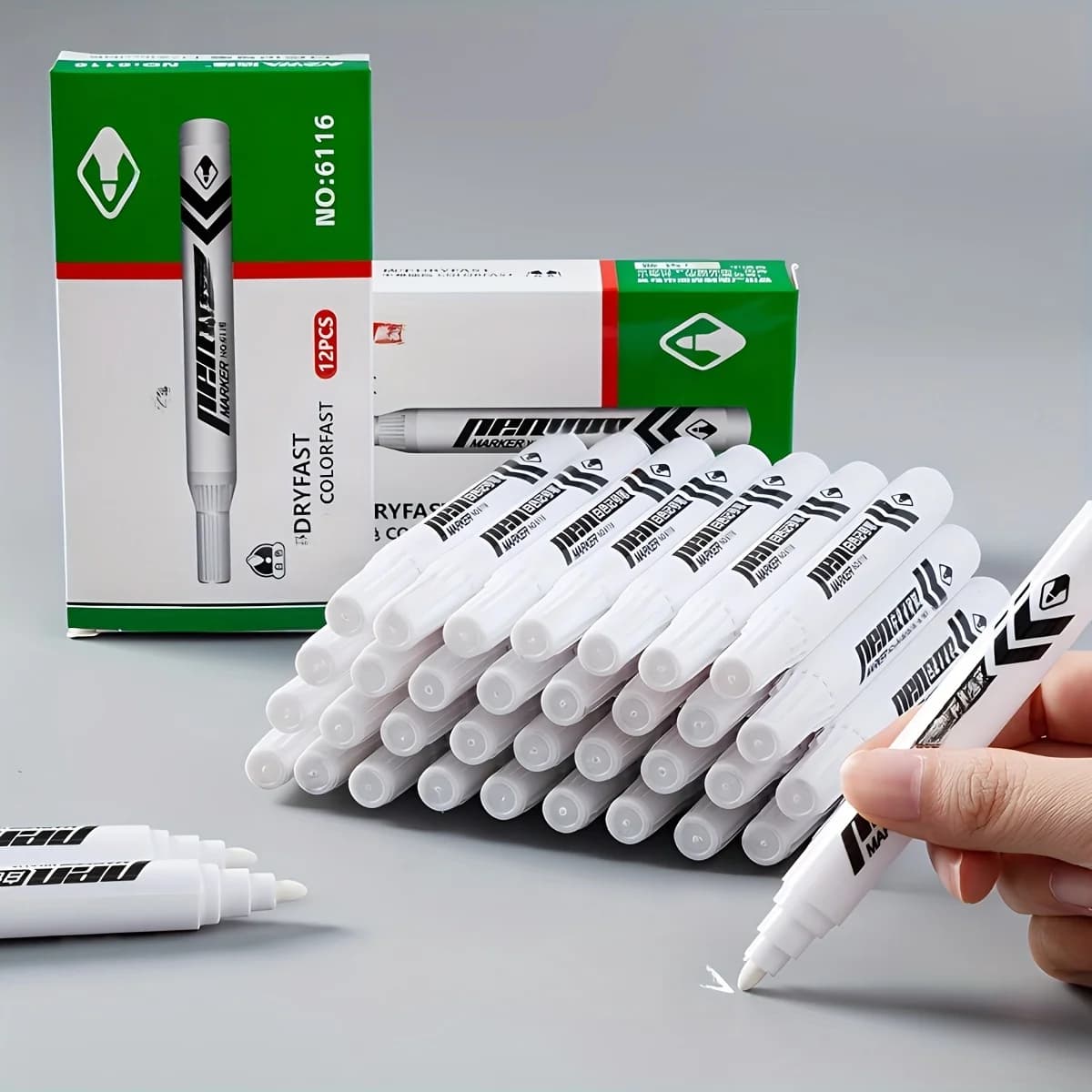 17 Pcs Acrylic Paint White Marker White Paint Pen for Rock Painting Stone Ceramic Glass Wood Tire Fabric Metal Canvas