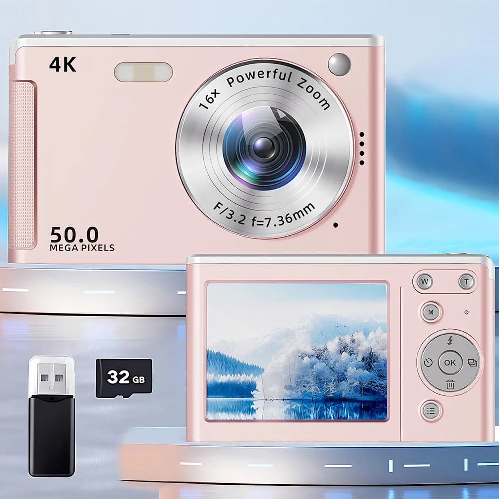 4K Digital Camera 50MP Autofocus Vlogging Camera Entry-level 16X Zoom Selfie Camera 2.8 Inch Student Photography Video Camera