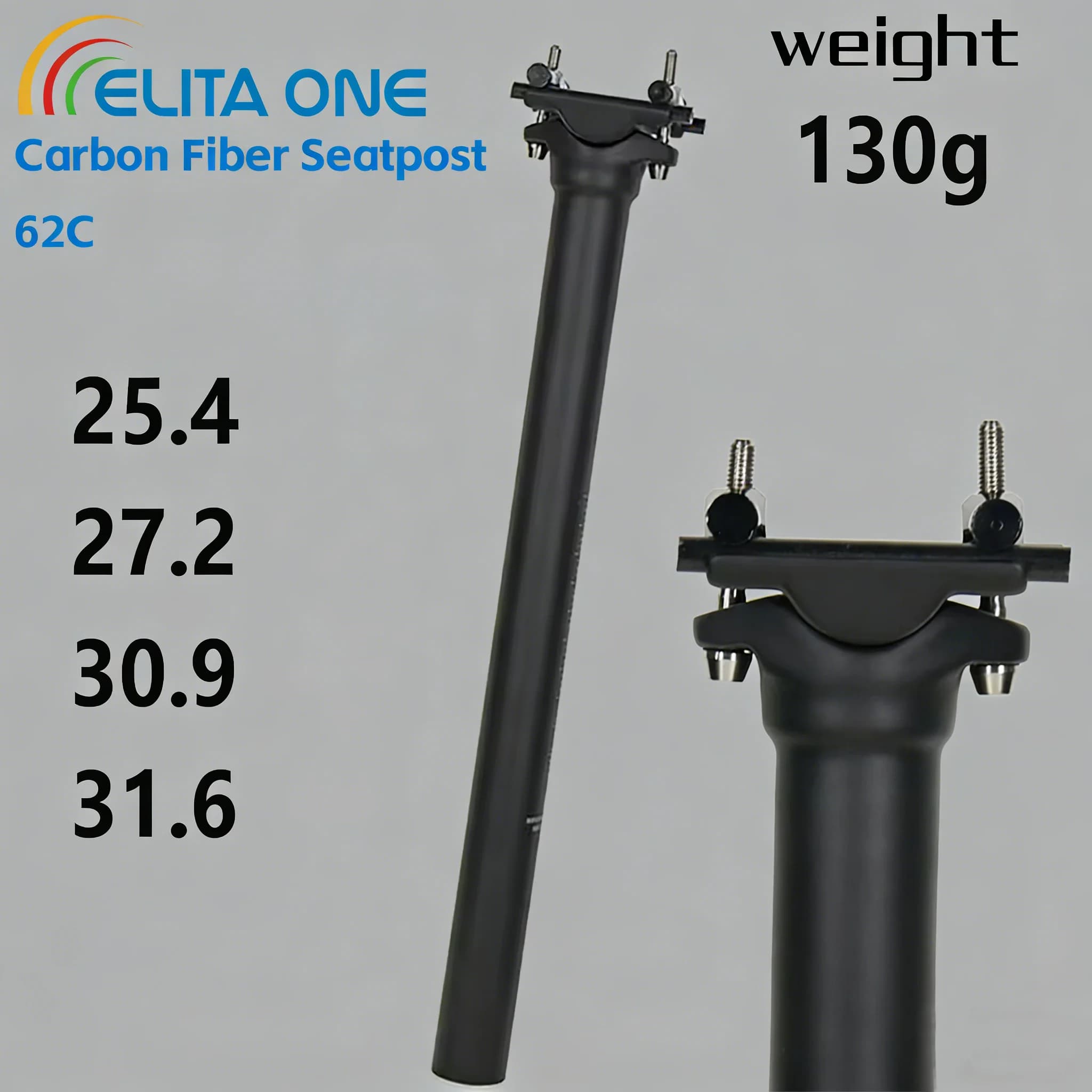 elitaone Reggisella Bici in Carbonio Ultraleggero 130g 25.4 27.2 30.9 31.6mm per MTB/Bici da Strada 300/400mm