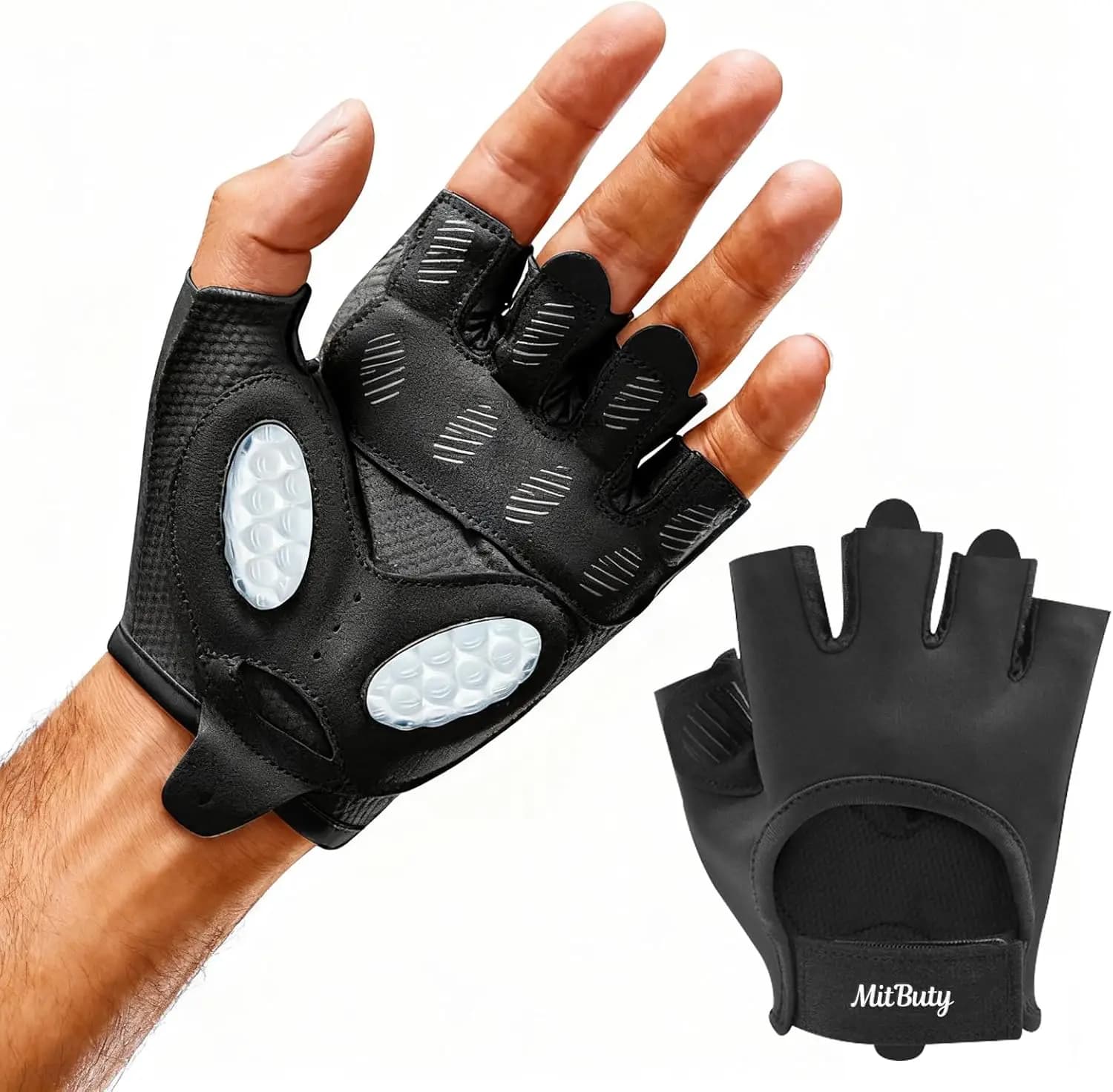 Guanti da palestra senza dita con impugnatura in silicone e imbottitura sul palmo per sollevamento pesi, Crossfit, fitness