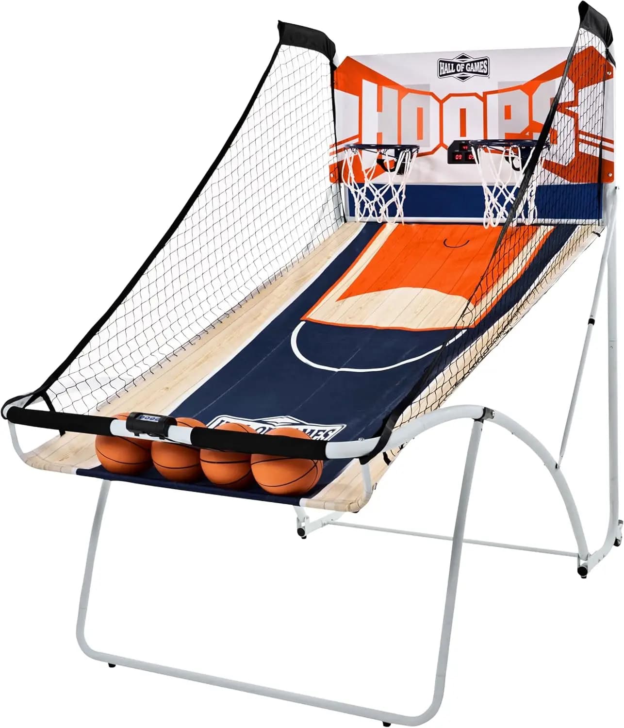 Basket Arcade Premium Game for Interior with Steel Frame, Polycarbonate Board, Electronic Score and 6 Balls for Fun in Semitractor