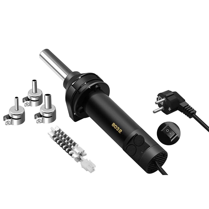 8032 Pistola ad aria calda portatile per rilavorazione BGA Stazione di saldatura Ventilatore ad aria calda Asciugacapelli Asciugacapelli con saldatore regolabile