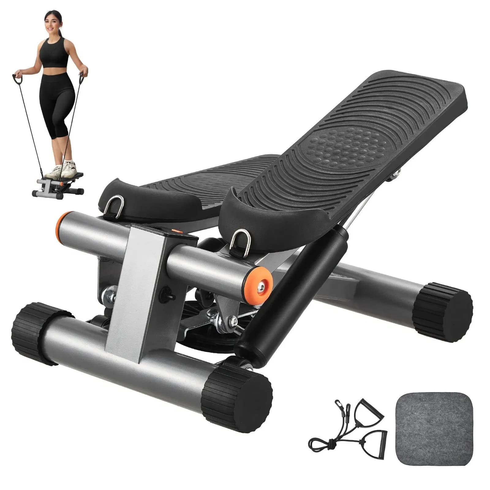 Mini Stepper For Home Exercise Hydraulic Stair Stepper With Resistance Bands Fitness Stepper Machine