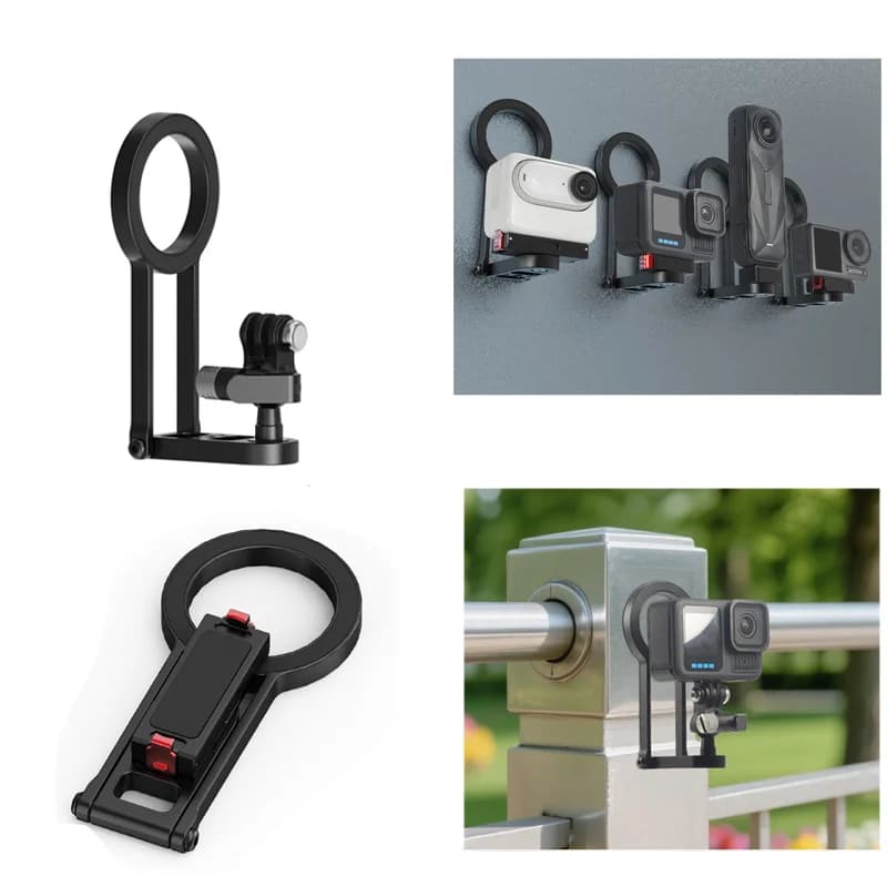 Supporto per action camera per Gopro13 /Insta360 Staffa pieghevole per selfie stick Base magnetica a sgancio rapido per luce di riempimento dello specchio del telefono