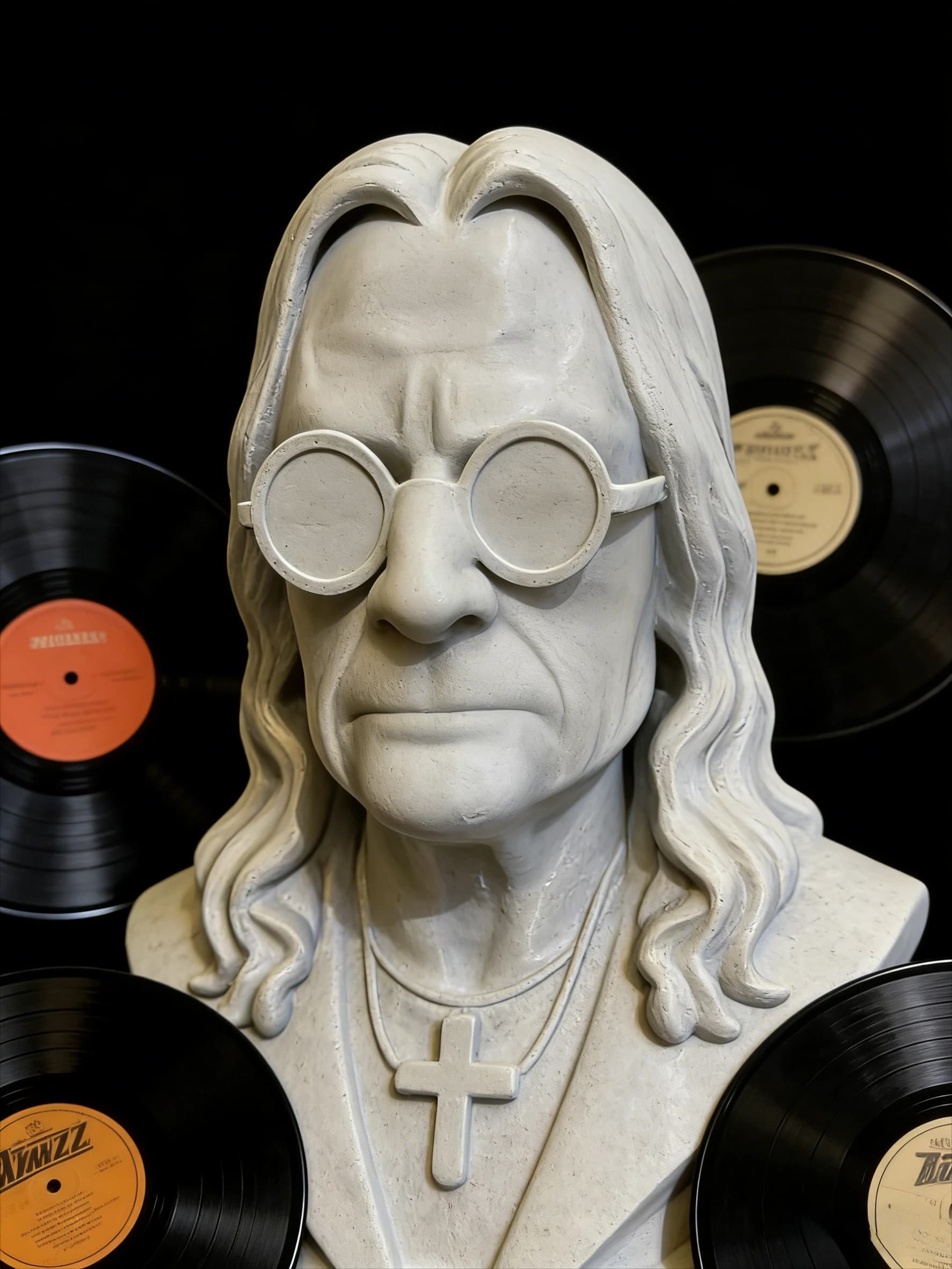 Heavy Metal Rock Legend Inspired Headphone Stand, Marble Texture Bust Sculpture Headset Holder for Ozzy Fans Gifts & Desk Decor