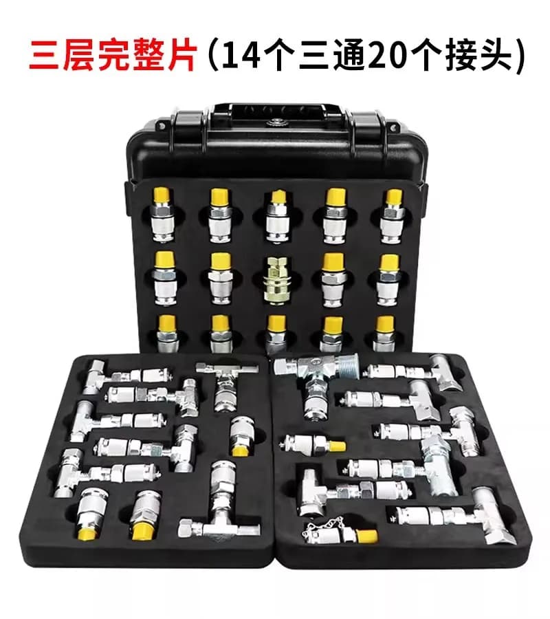 20 Joints 14 Tees Excavator Hydraulic Pressure Test Adapter Kit Pilot Valve Travel Maintenance Gauge Connector