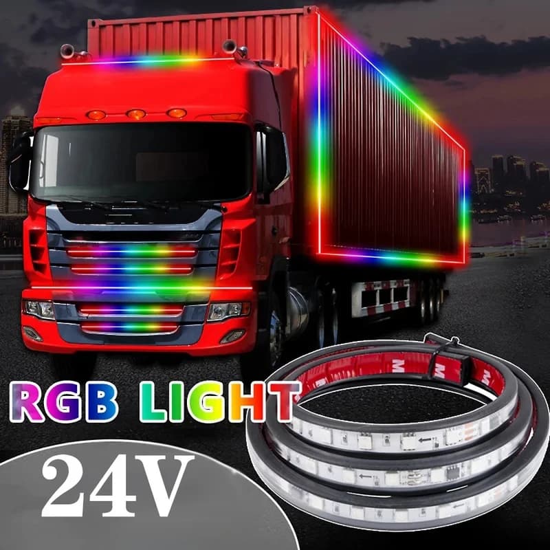 Strisce LED RGB per Camion a 24V, Kit di Illuminazione Ambientale per Veicoli, Progettato per Luci Lampeggianti di Guida