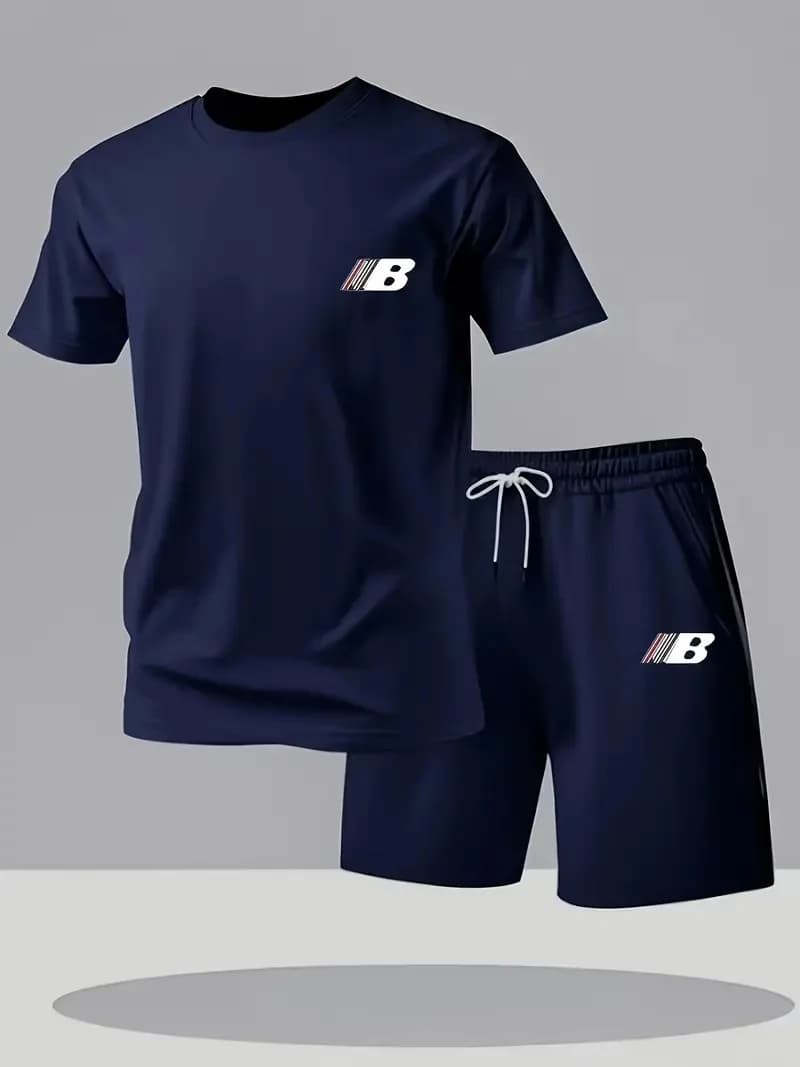 Completo sportivo estivo traspirante da uomo, t-shirt a maniche corte e pantaloncini, leggero e confortevole, stile sportivo