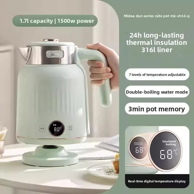 220V Midea Electric Kettle Automatic Temperature Control Stainless Steel Fast Boiling Home Use
