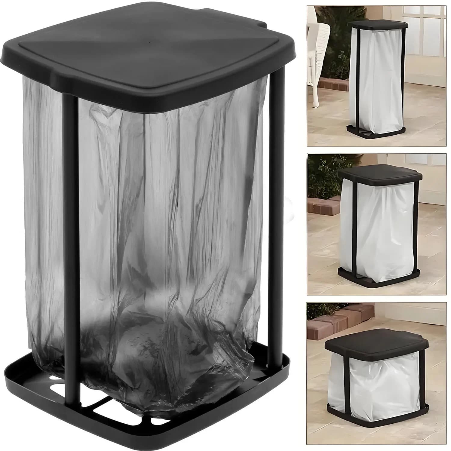 Pattumiera in plastica portatile Pattumiera da campeggio pieghevole ad altezza regolabile con coperchio incernierato per cucina domestica, feste, campeggio all'aperto