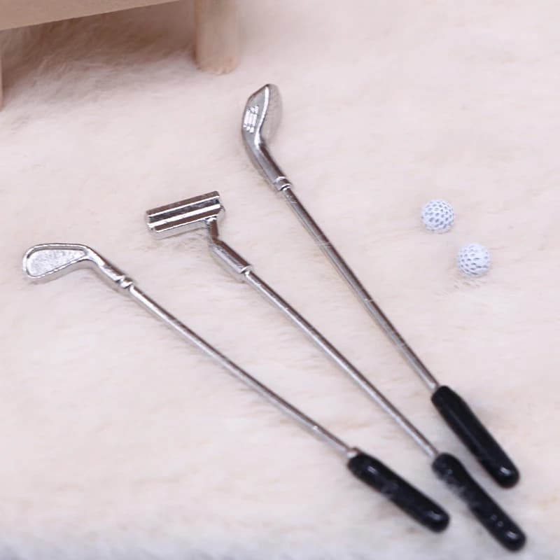 Set di Mazze da Golf in Miniatura, Kit per Mini Golf, Accessori per Casa delle Bambole, Modellini Decorativi in Miniatura, Giocattoli Fai-da-Te