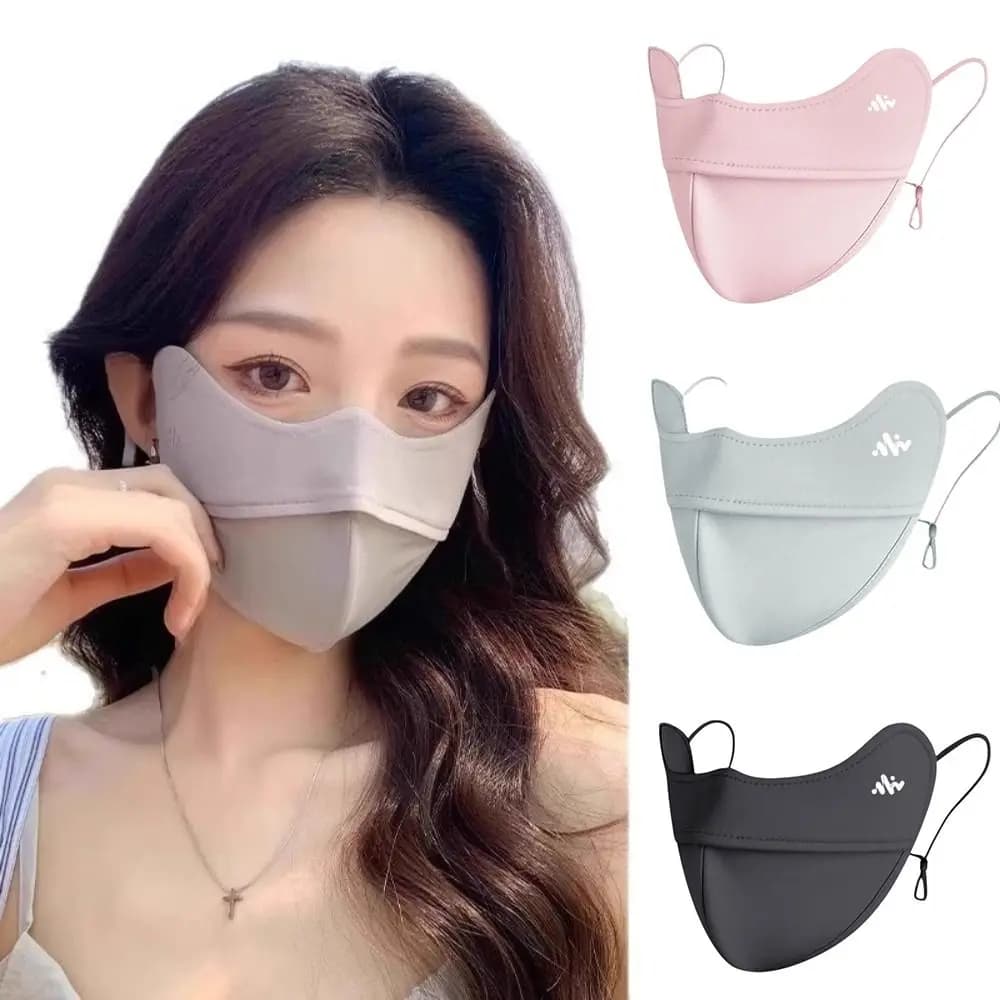 Maschera solare UPF50+ per il viso, protegge il contorno del viso e gli angoli degli occhi, protezione UV, copertura facciale per corsa e ciclismo