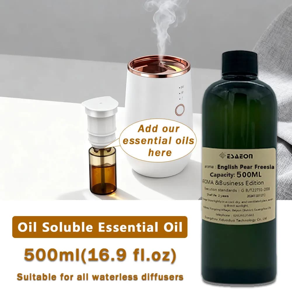 ESAEON 500ml (16.9 fl.oz) Olio Essenziale di Pera Inglese/Freesia/Rosa - Liquido di Ricarica per Diffusore di Aromi, per Macchina Aromatica