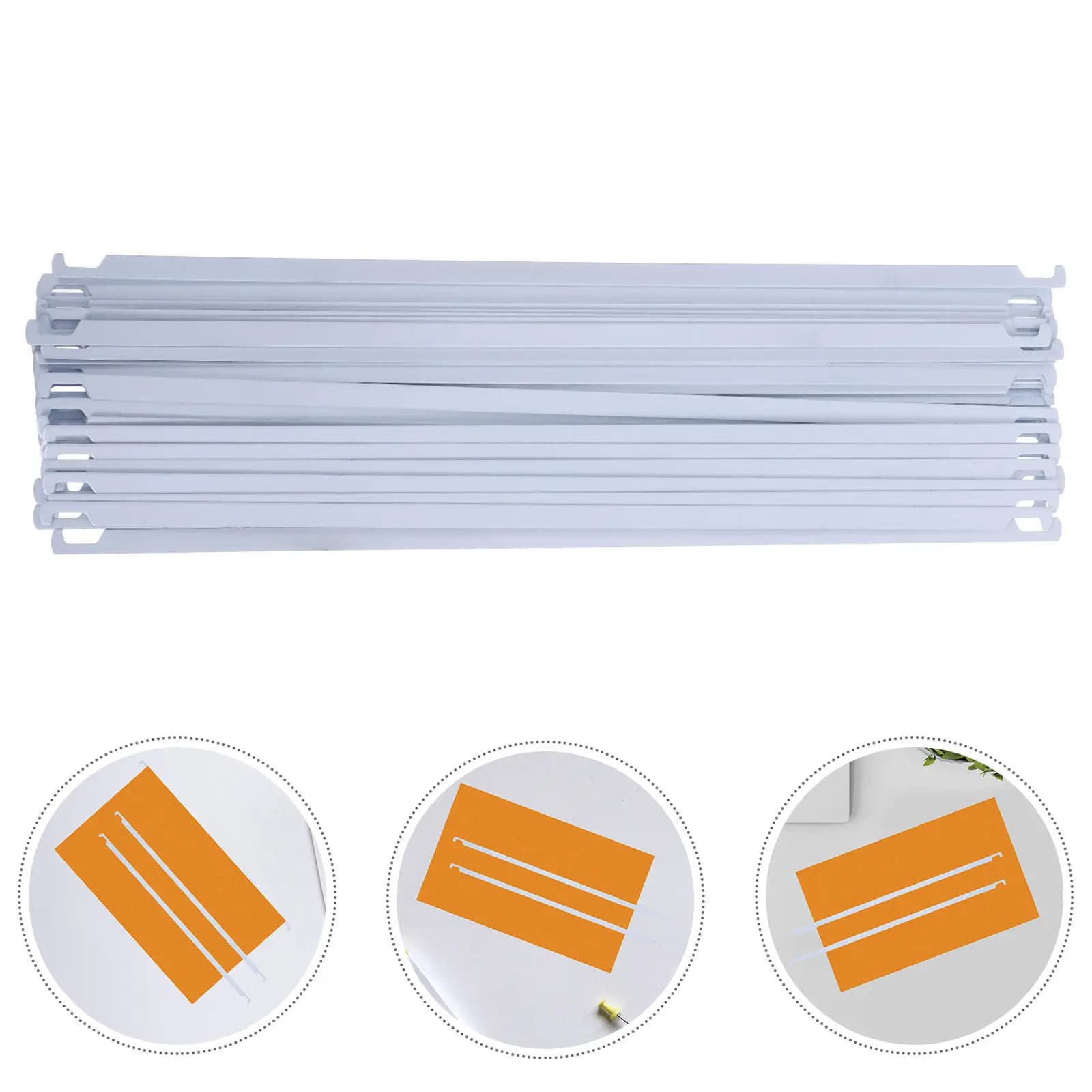 50Pcs White Hanging File Rails 32.5cm Metal Document Divider Bars Heavy Duty File Folder Organizer for Office Classroom Home