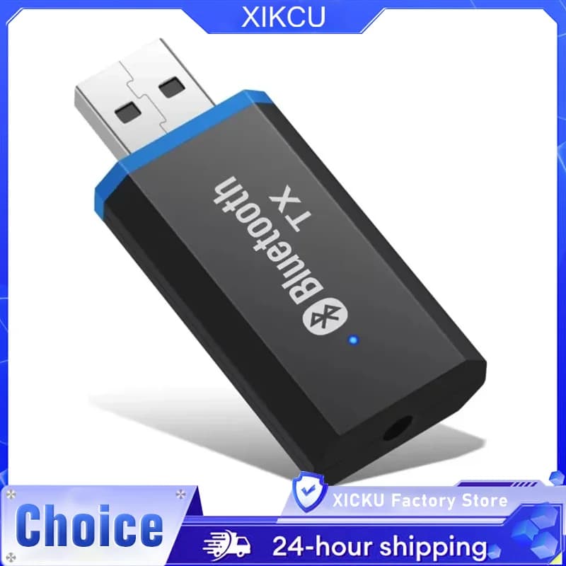 Plug & Play Bluetooth 5.0 Transmitter and EDR Audio Adapter For TV PC Headphones 3.5MM Jack AUX Stereo Music Wireless Adapter
