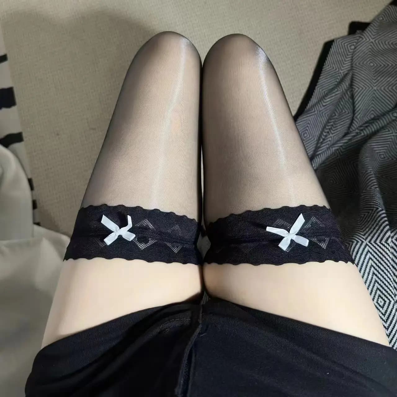 Nuovo Stile di Calze da Donna, con Bordo Rosso in Pizzo, Ultra Sottili, Setose, Puro Desiderio, Sexy, Calze Sopra il Ginocchio