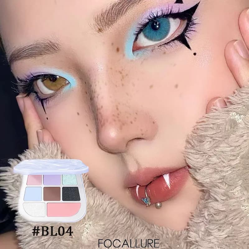 FOCALLURE 8 Color Colors Shades Frosted Opaque Shiny Glitter End Waterproof Flash Easy to wear make-up lasting eyes