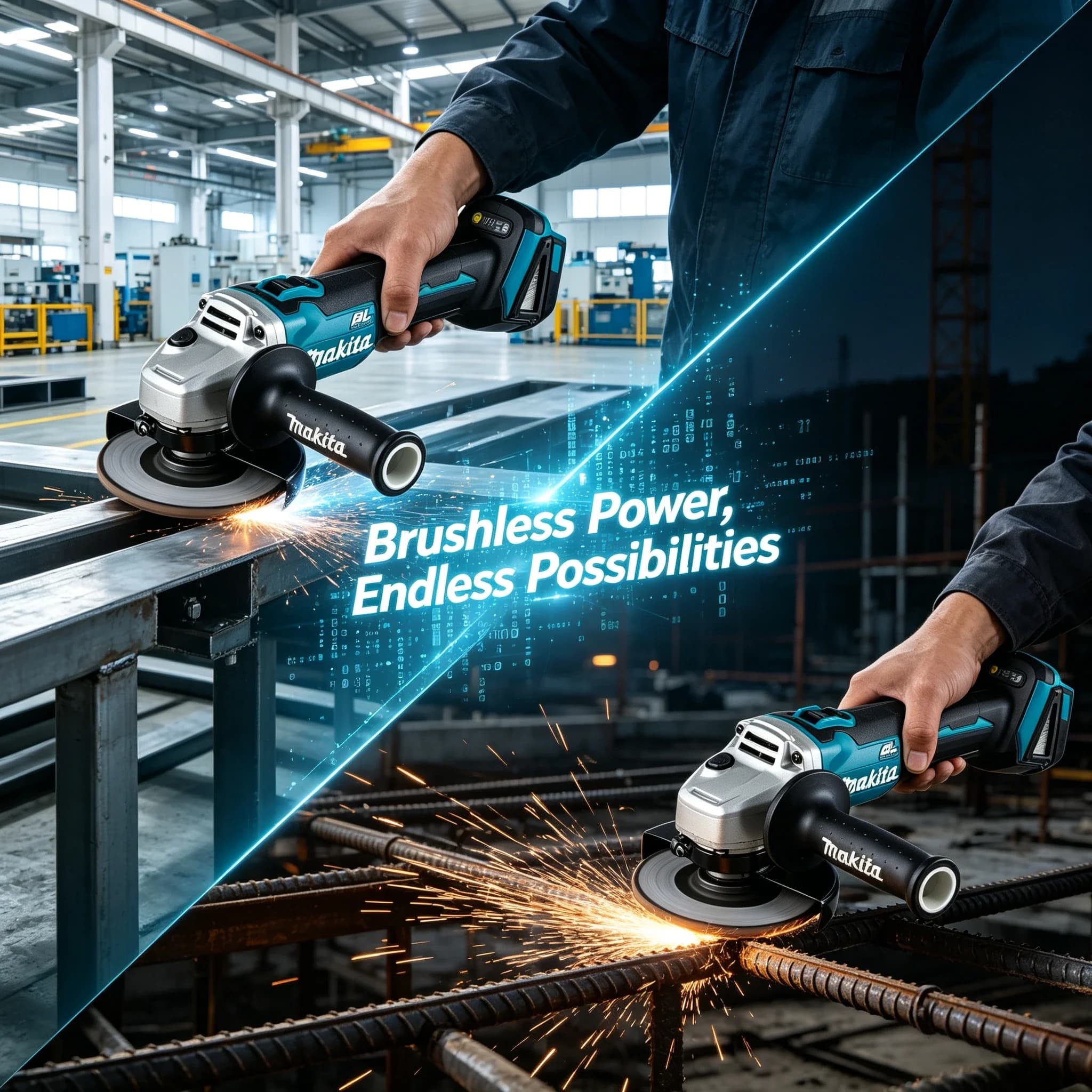 Makita DGA404 18V Cordless Angle Grinder, Brushless Electric Grinder, Wireless Power Tool for Grinding, Sanding & Cutting