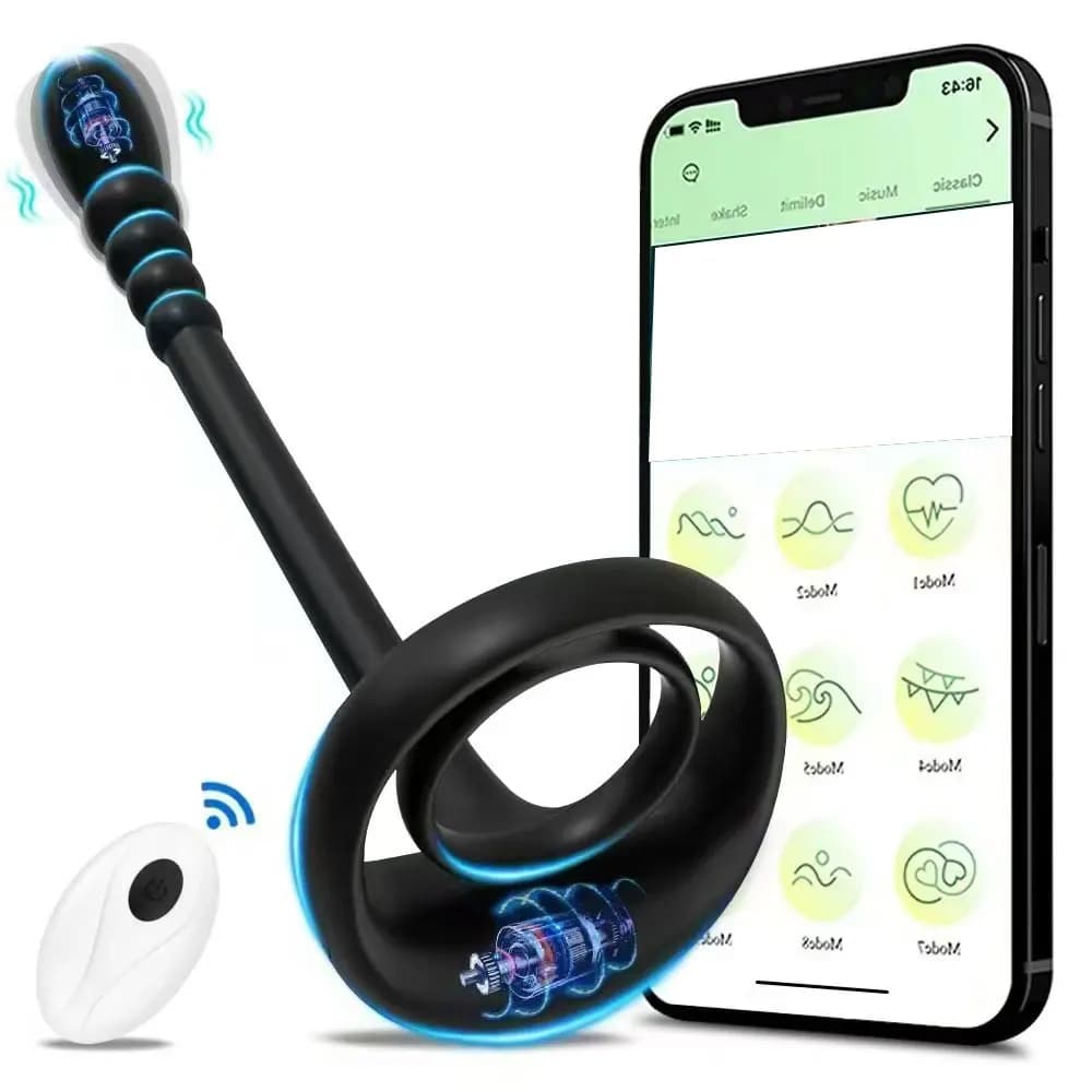 APP Cock Ring Vibratore Per Gli Uomini Perline Anali Senza Fili Ritardo Eiaculazione Massaggio Della Prostata Butt Plug Stimolatore Giocattoli Del Sesso Per Le Coppie