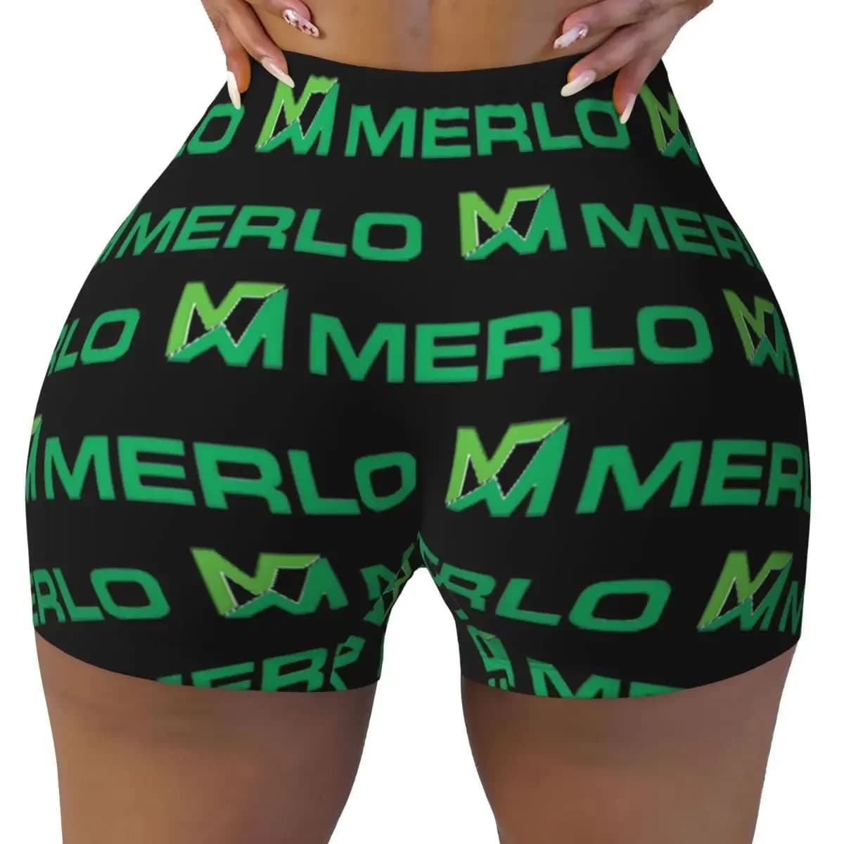 Custom Merlo Logo Yoga Shorts Women Gym Workout Running Athletic Volleyball Biker Shorts