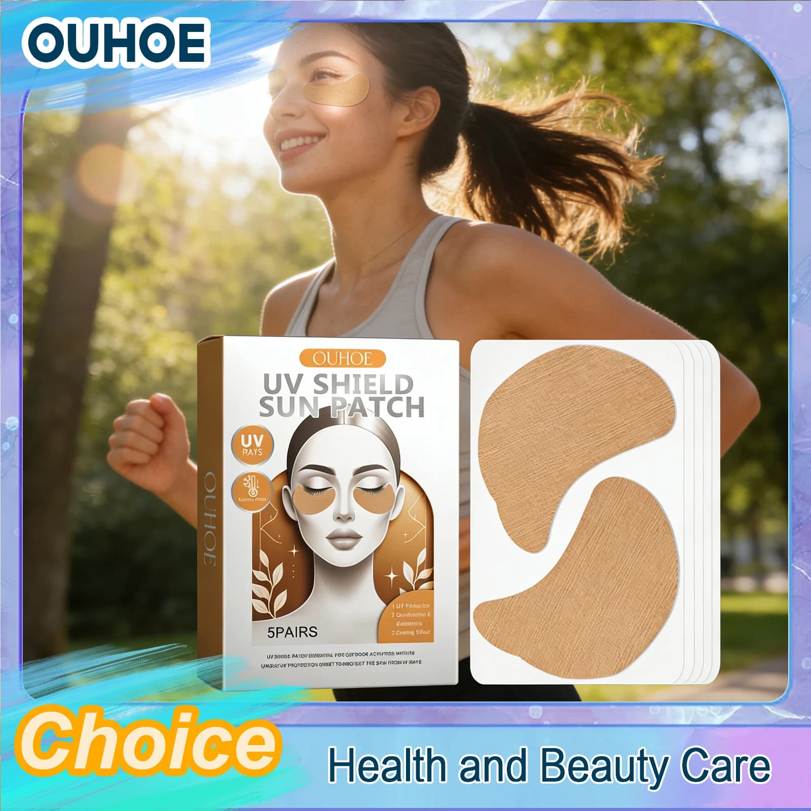UV Protective Patch for Breathable Eyes, Prevents Solar Scotting and Solar Macchies, Anti-Aging, Anti-Walking, Cooling and Hydrating