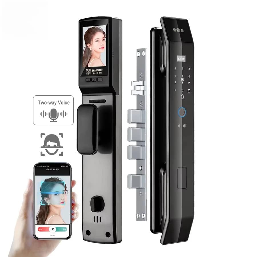 Prezzo del produttore Tuya Serratura digitale completamente automatica Telecamera Wi-Fi Ai Riconoscimento facciale Serratura intelligente biometrica per impronte digitali