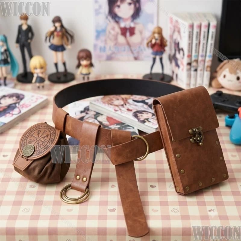 Medieval Vintage Faux Leather Waist Cincher Viking Western Waist Bag Phone Pouch Cosplay Belt Larp Festival Fancy Comic Con