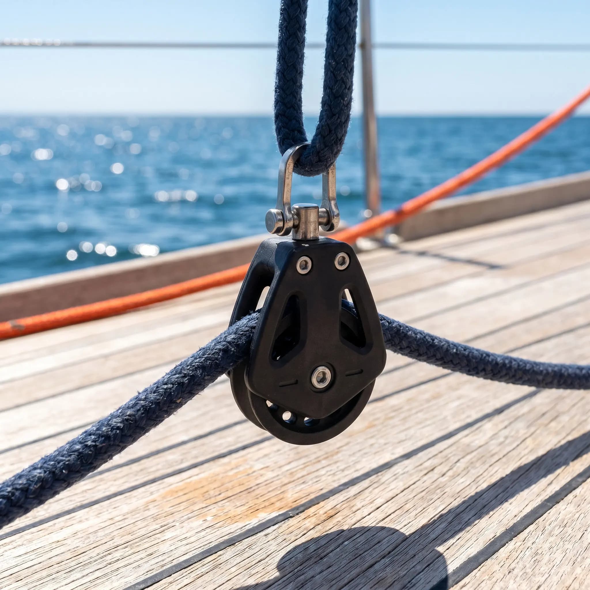 Stainless Steel Nylon Pulley Block for Sailboat Marine Lifting Rope Cord Outdoor Boating Kayak Fitness Hunting Sailing