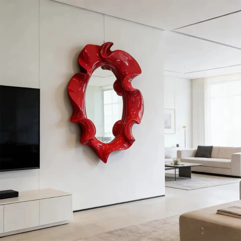 Specchio moderno con cornice ondulata, specchio da bagno, specchio da soggiorno
