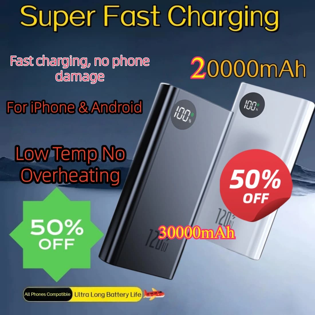 Power Bank Portatile Ultra Sottile e Leggero da 20000mAh con Ricarica Super Veloce, Batteria Esterna Universale per iPhone e Android