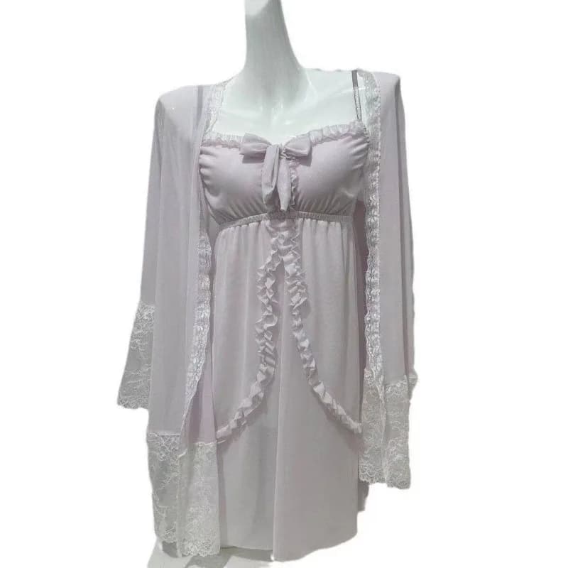 Women's Spring and Autumn Loose Korean Version Summer Suspender Pajamas Loungewear Two-piece Set Sweet Court Style Lace Pajamas
