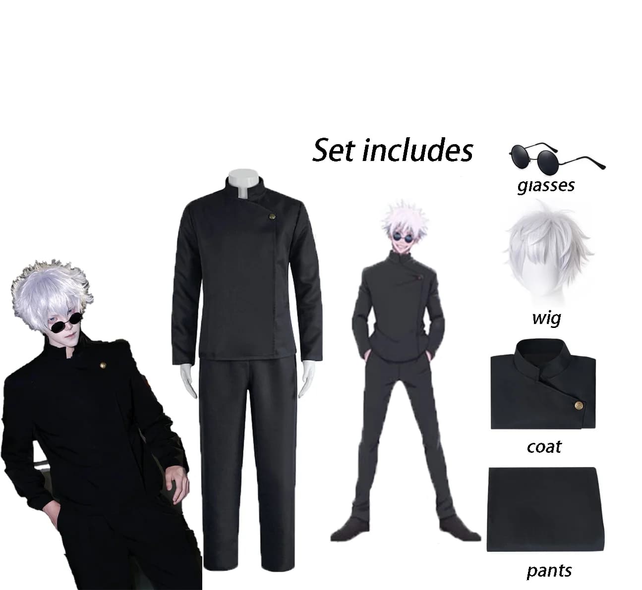Curse Return Theme Uniform Gojo Same Black Stand up Collar Jacket Suitable for Role Playing Activities