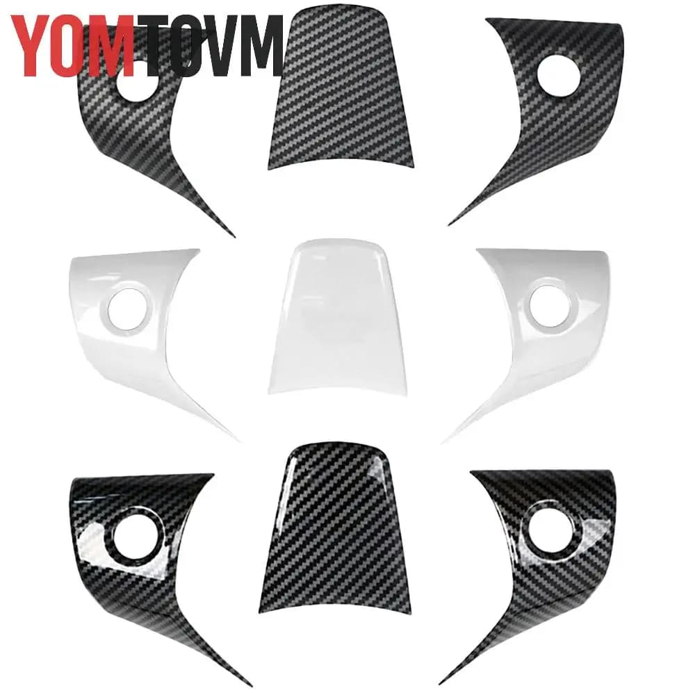 3 pcs interior cover in ABS plastic finishes in black white matt carbon fiber for Tesla Model 3 2017-2022