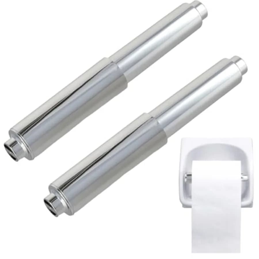 2 Pcs Toilet Paper Spring Rod, Roller Holder Stainless Steel Premium Roll Replacement Stick Bar Parts Loaded Roller Bathroom Ac