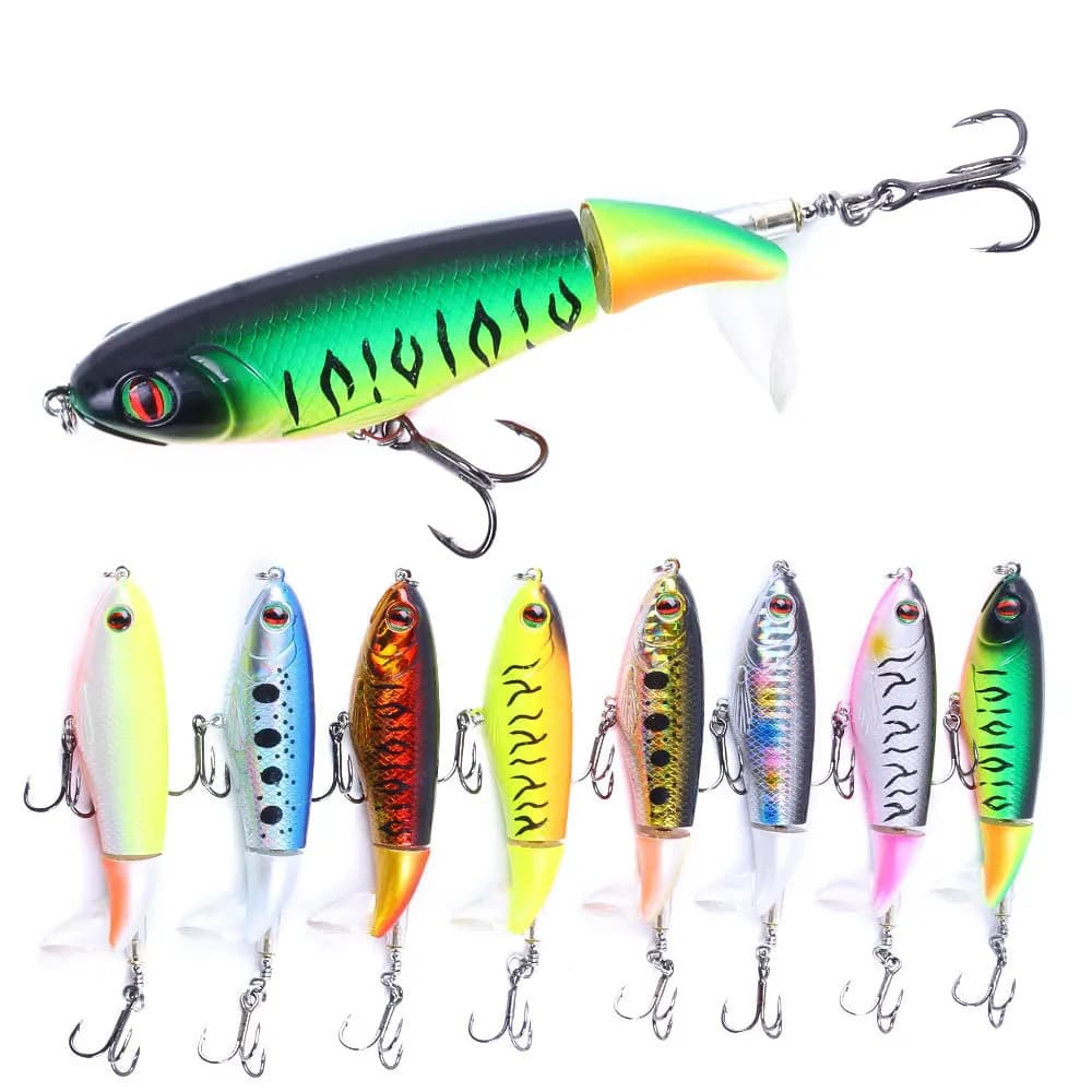 Topwater Floating Mini Pencil Whopper Plopper Ultralight Slow Vibrating Hard Bait Freshwater for Rainbow Trout Bass Perch
