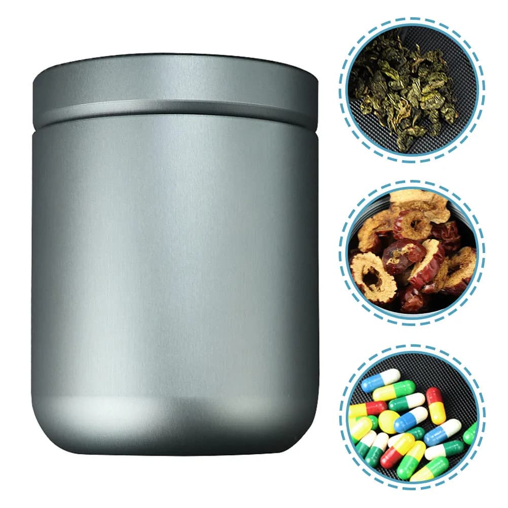 Heavy Duty Airtight Storage Jar Aluminum Alloy Portable Sealed Canister for Tea Leaves Seasoning Candy Dried Fruit Pills Travel