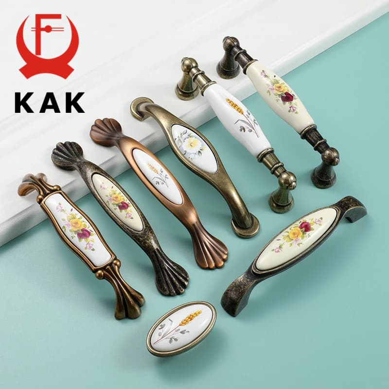 KAK Vintage bronzo ceramica maniglie per armadietti armadi maniglie per porte maniglia per cucina in stile europeo manopole per cassetti maniglia per mobili