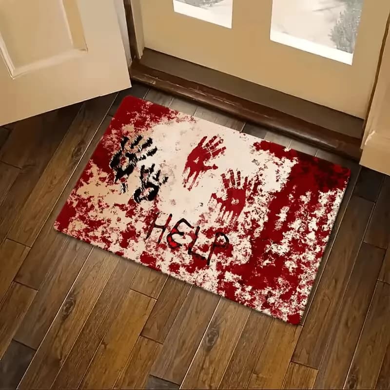 Zerbino di benvenuto con impronta insanguinata di Halloween, solo lavaggio a mano, decorazione per la porta d'ingresso, portico, cucina, camera da letto, decorazioni di Halloween
