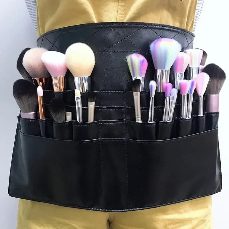 Porta pennelli per trucco cosmetico professionale con 32 tasche, borsa per grembiule a 2 matri con tracolla per artista per donna