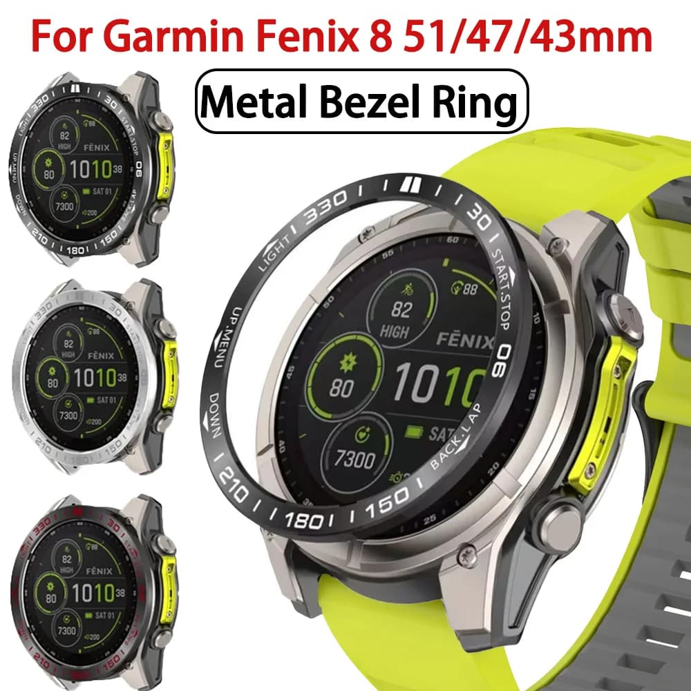 Metal Bezel Ring For Garmin Fenix 8 51/47/43mm Time/Speed Scale Frame Bumper Ring Garmin Tactix 8 47/51mm Smartwatch Accessory