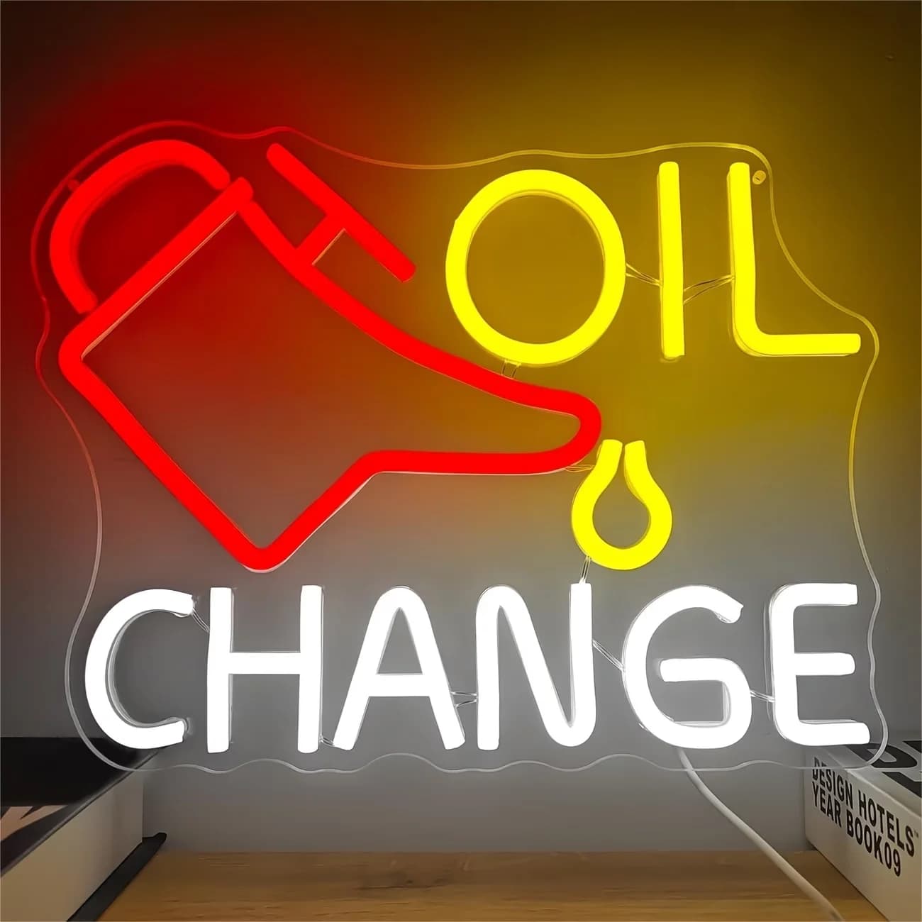 Insegna al Neon per Cambio Olio, Insegna al Neon per Garage, Insegna LED per Garage, Decorazione Murale per Officina Auto, Insegna Luminosa al Neon per Officina Riparazioni