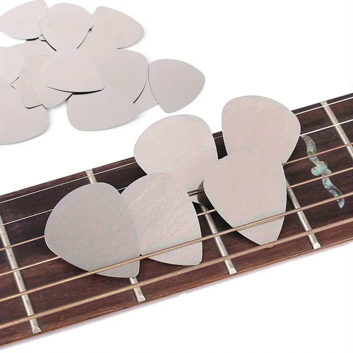 5Pcs 0.3mm Stainless Steel Guitar Picks, Durable Metal Plectrums for Acoustic/Electric Guitar, Ukulele & Bass String ZSY