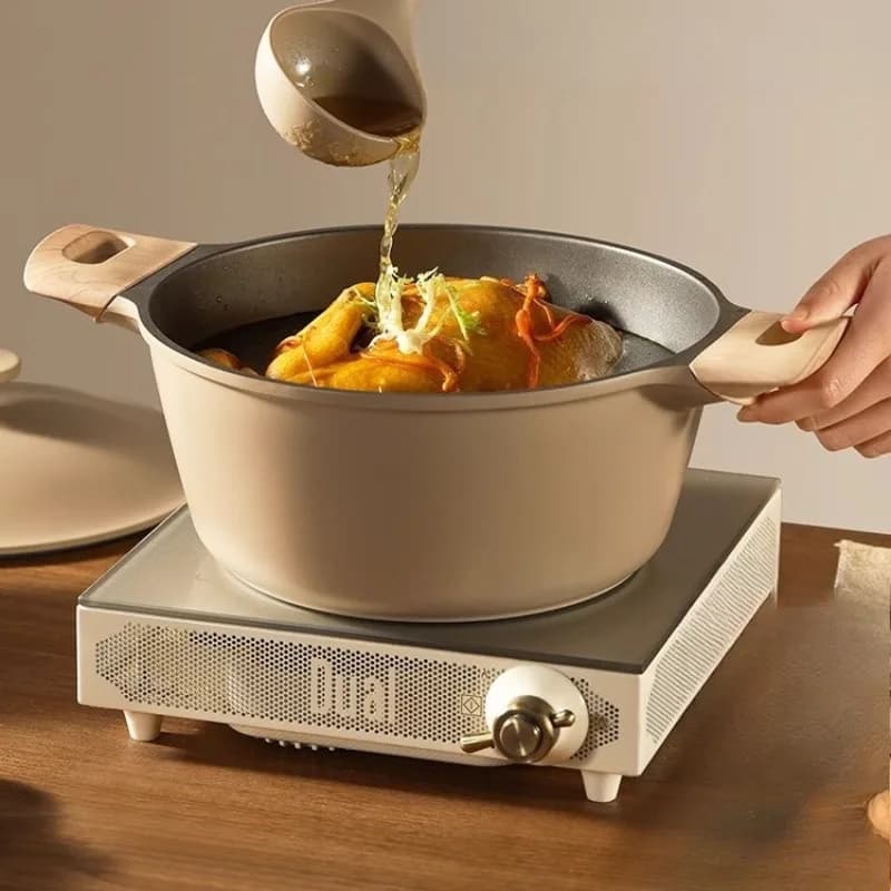 Non-stick pan, domestic frying, micropressure stew pot, steam and cooking stove Integrated electric cooker, gas cooker