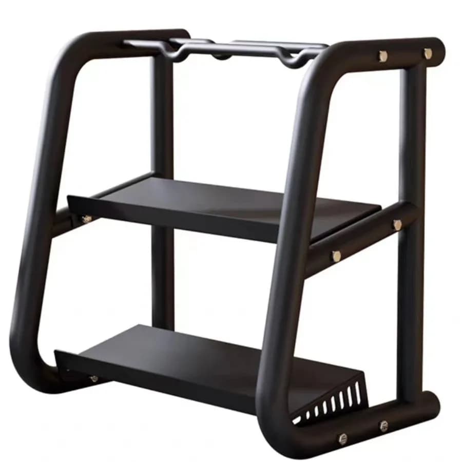 Support for handlebars and kettlebell, multifunctional rack for fitness equipment, handlebars and kettlebell