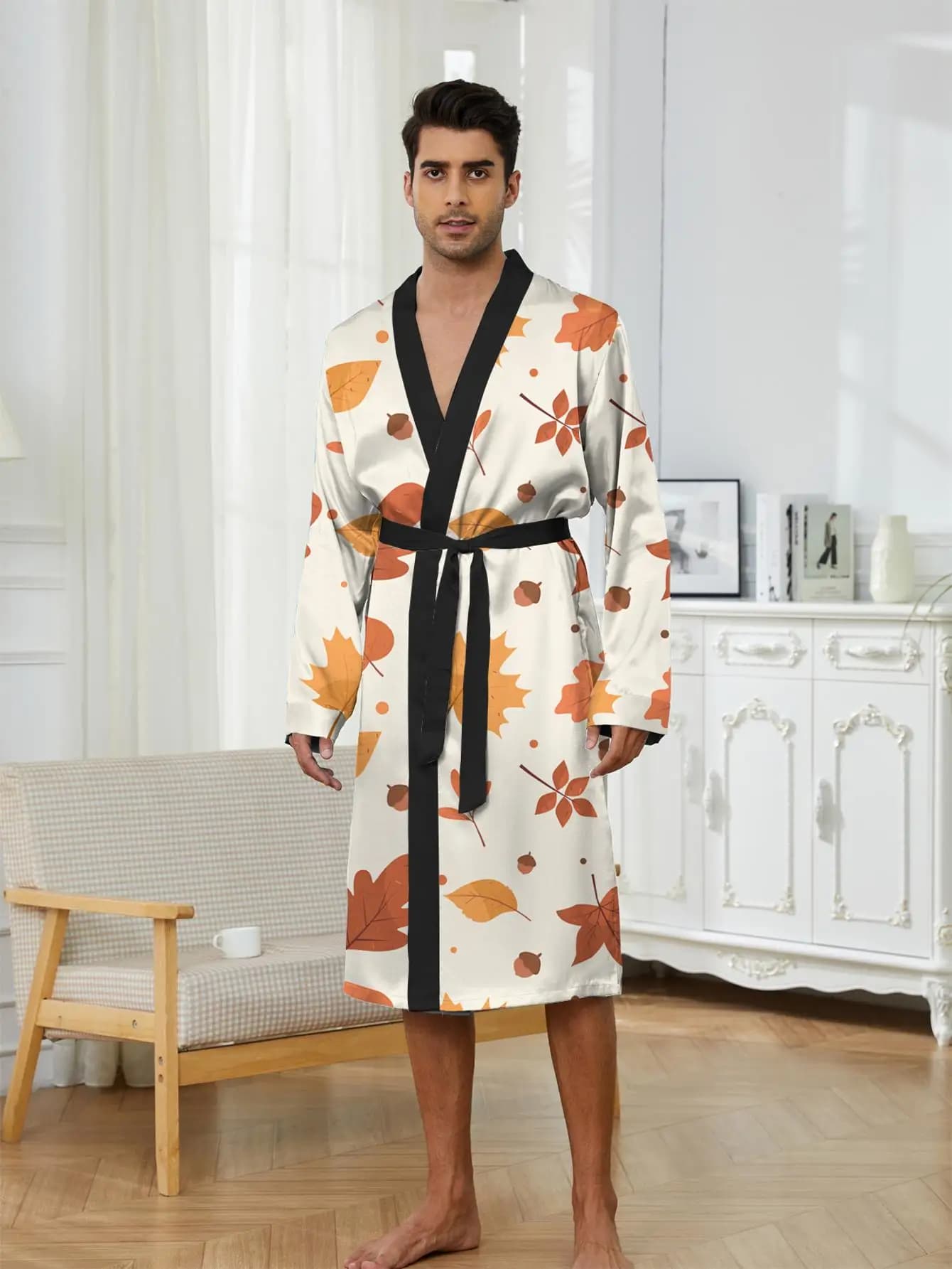 1pcs Men's Robes 2026 Spring/Summer Breathable Sleepwear Robes Robe man 3D Printed Bathrobe Graphic robe