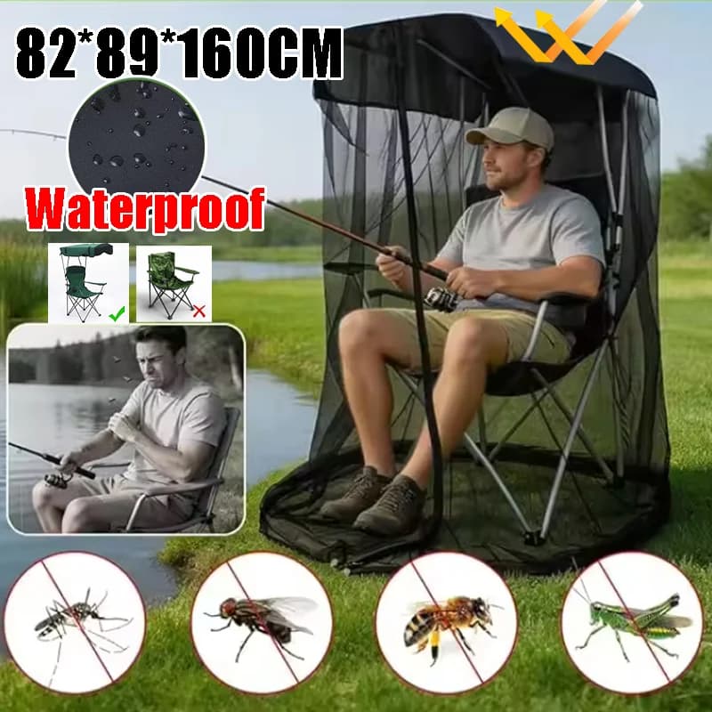 Zanzariera Pieghevole Impermeabile a Rete Fine per Sedia, Parasole e Barriera Anti-Insetti per Viaggi, Arrampicata, Escursionismo, Pesca, Patio e Relax