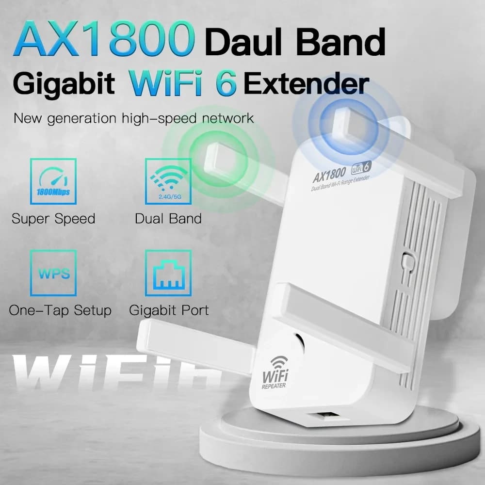 Ripetitore WiFi 6 1800Mbps/WiFi 5 1200Mbps Extender Dual Band 2.4G e 5.8G ripetitore Wireless WiFi Range Booster AP/Router 4 antenne