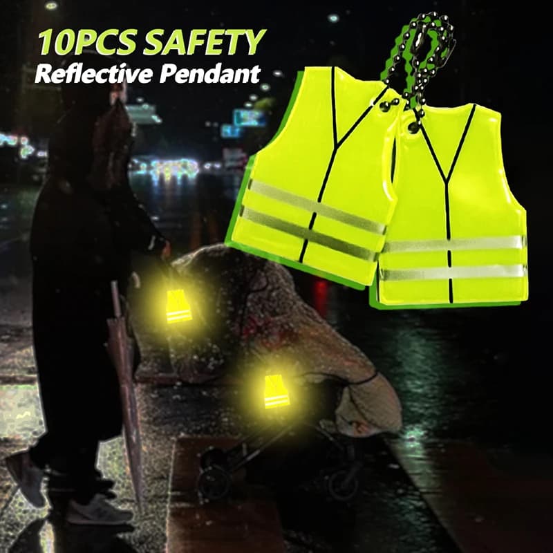10 pezzi pendenti riflettenti di sicurezza abbigliamento di sicurezza modellazione portachiavi riflettenti per zaini per borse da scuola