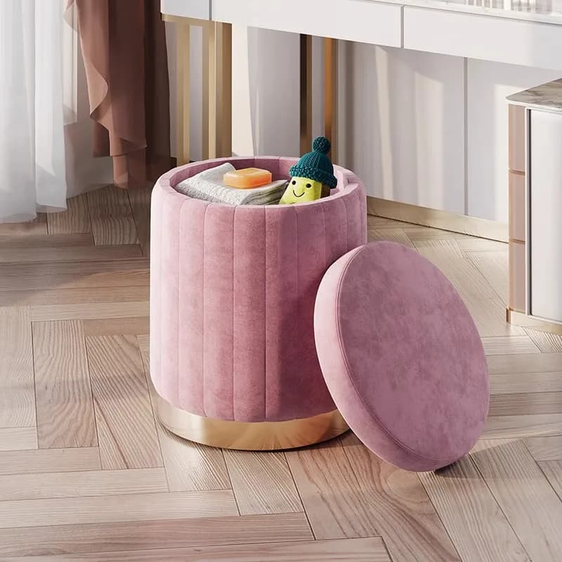 sgabello portaoggetti per trucco nordico soggiorno lounge poggiapiedi ragazza di lusso camera da letto flanella poggiapiedi portatile sgabello basso mobili